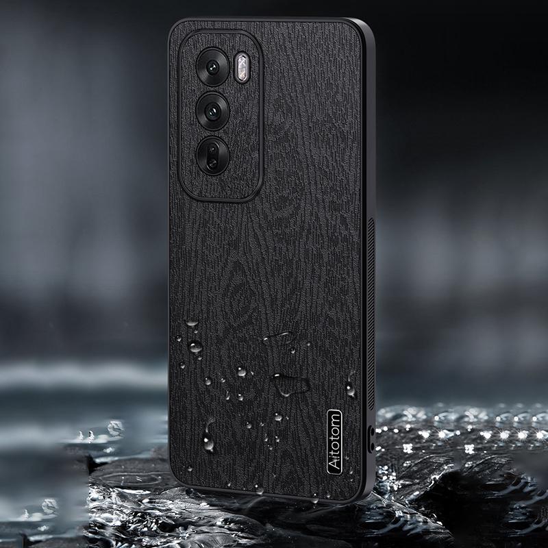 For Oppo Reno12 Pro 5G (Global) Case Wood Texture PU Leather Coating Hybrid Phone Cover