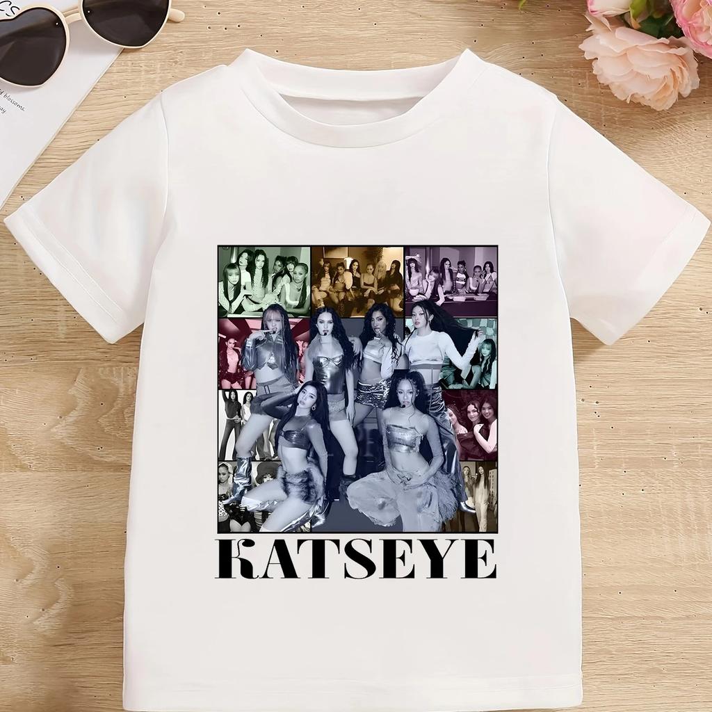 KATSEYE Printed Tshirt for Kids Funny Fans Gift Girls Summer Short Sleeve Tshirt Child Harajuku Streetwear Y2k Tops Cotton Tee