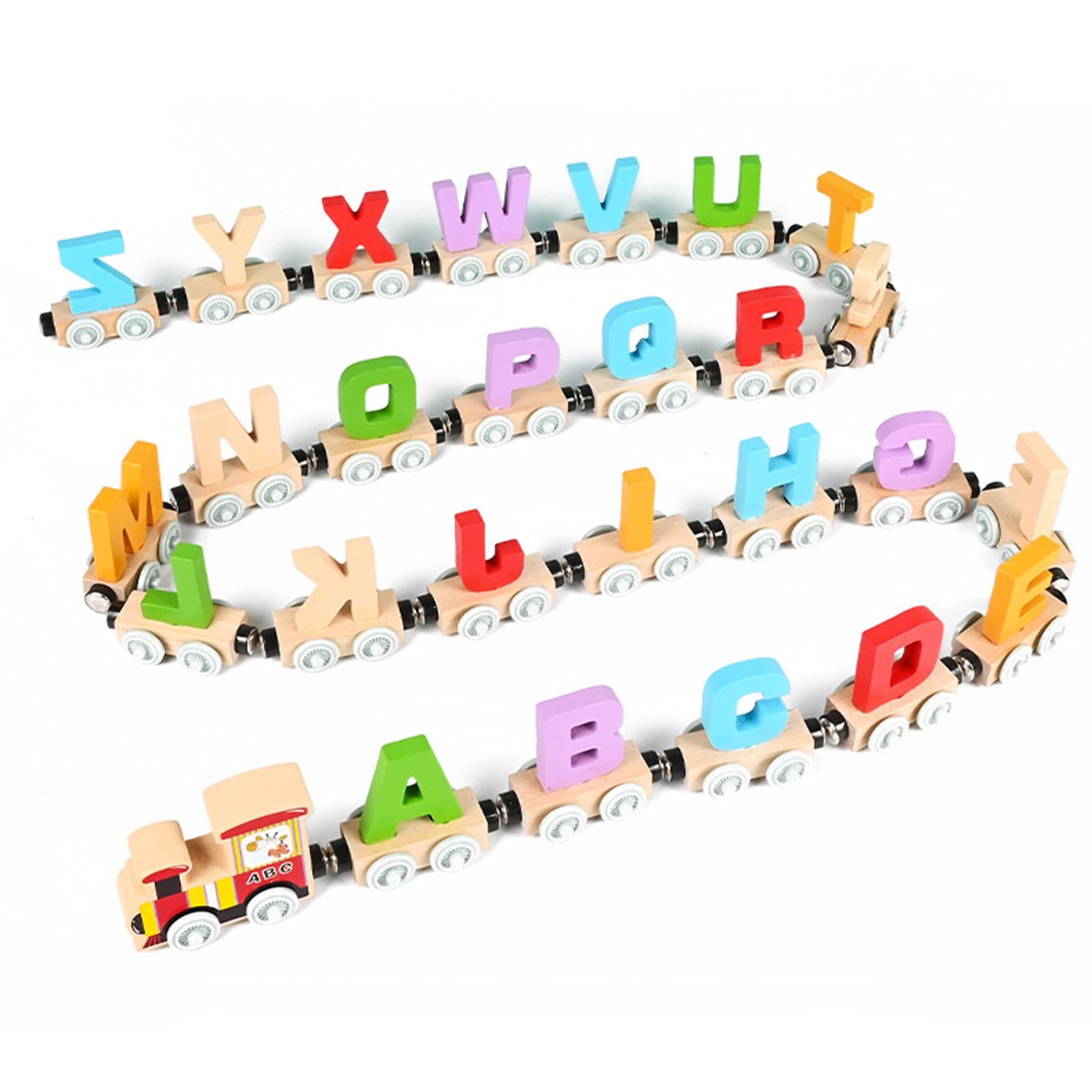 

Магнитные маленькие поезда для 3-летних детей, мальчиков и девочек, деревянные буквы и цифры, обучающая сборка, игрушечный автомобиль One Size