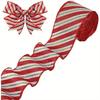 Christmas Wired Ribbon Featuring Glitter and Sequins for Use In For Present Wrapping Tree Decorations and Craft Projects