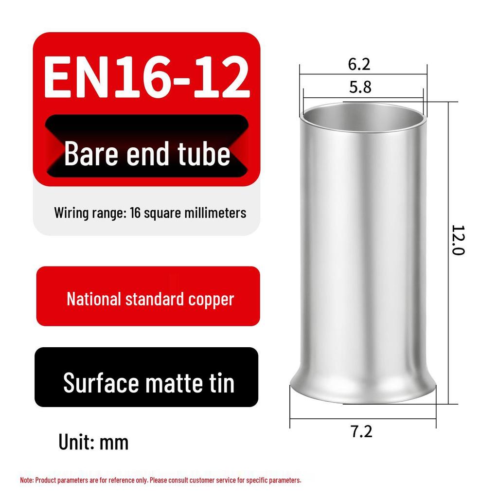 EN Tubular Bare End Cold Crimp Terminal - Purple Copper Pin Type Connector Lug