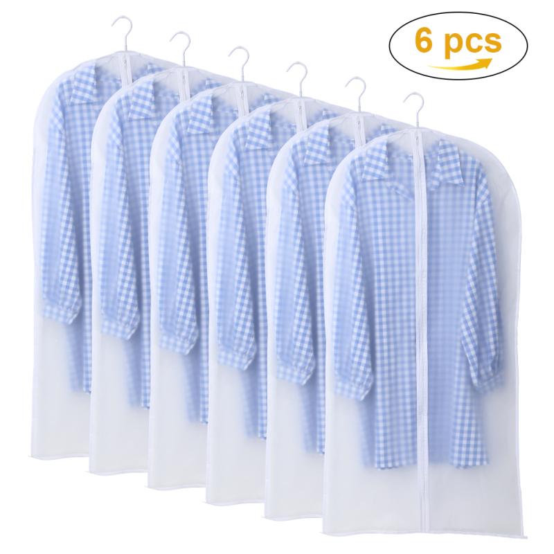 6pack Storage Garment Covers Translucent Dress Bag Waterproof Dustproof Clothing Cover Clothes