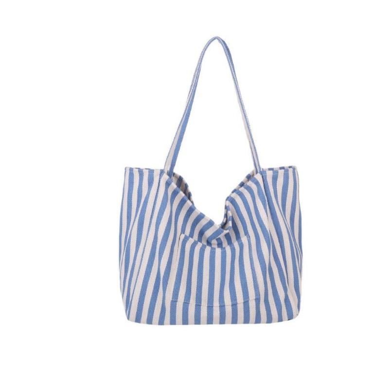 Striped Fashion Shoulder Bag Spring New Literary and Leisure Large-capacity Commuter Canvas Bag Bag