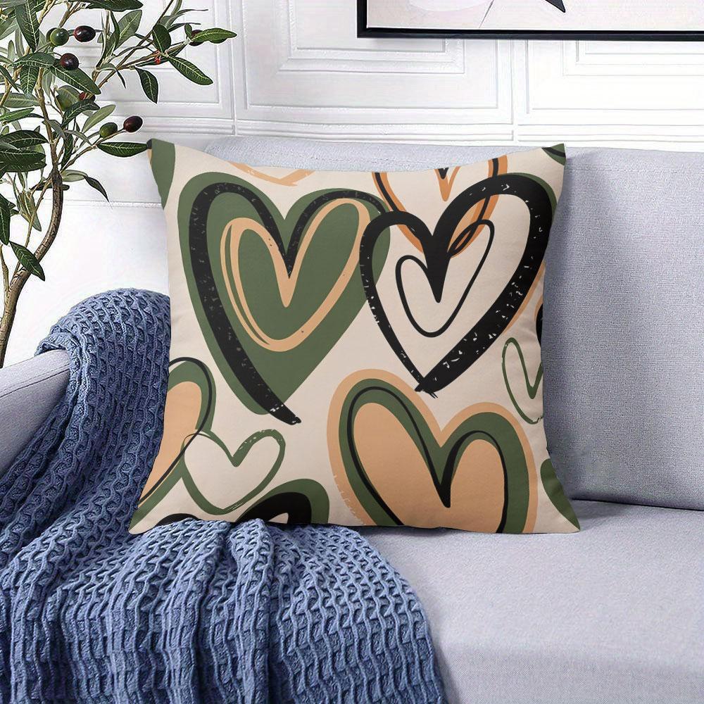Brushstroke Heart square Jacquard Pillow Cover for Sofa Office Waist Cushion Cover Home Decorative Pillowcase