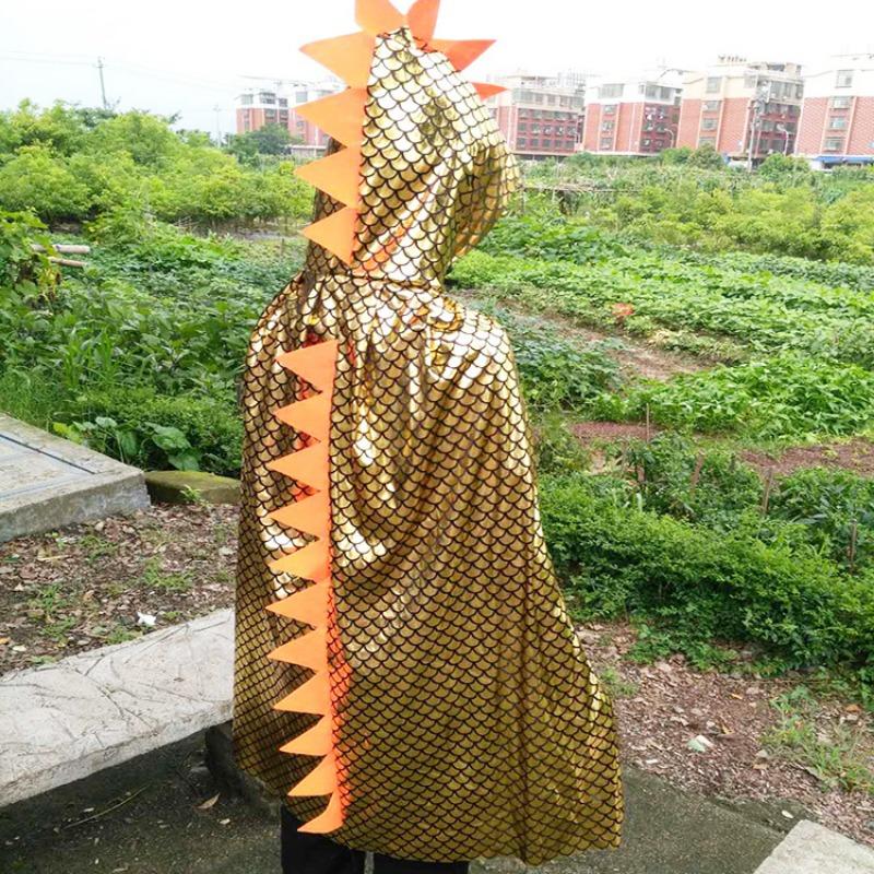 Halloween Cape Children Adult Dinosaur Cape Cape Cape Ball Show Dress Gold Silver Blue Hooded Dinosaur Cape