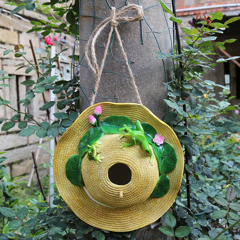 Decorative Outdoor Garden Straw Hat Bird's Nest Ornament