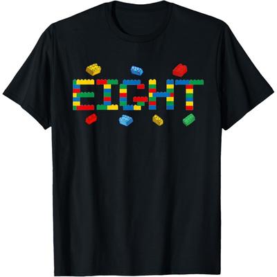 Building Brick Eight Yrs Old Master Builder 8th Birthday Boy T-Shirt