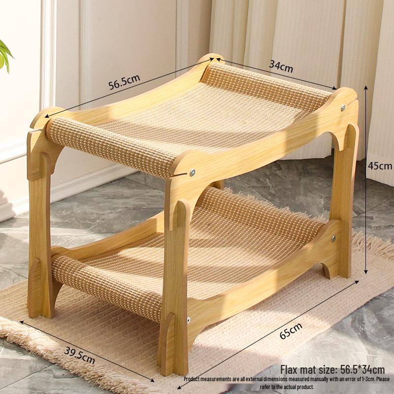 Multi-Level Wooden Cat Scratcher: Durable Sisal, Lint-Free, Stackable, Cat House with Claw Board
