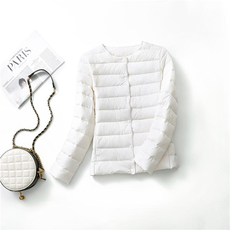 2024 Women's Lightweight Slim Fit Down Jacket: Short Style Autumn/Winter Korean Fashion, Plus Size, Round Neck, Thin Inner Layer