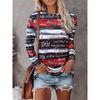 Womens Loose Fit Long Sleeve Round Neck Tee With 3D Peacock Cat Print - Milk Silk Fabric 2025 Casual Top