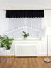 Marquisette Curtain Decorated with Guipure Lace and Zircons - Black