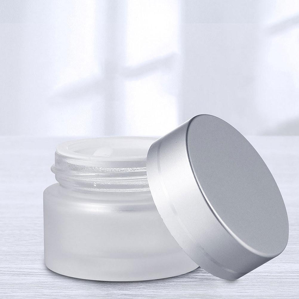 10Pcs Refillable Frosted Glass Containers for Facial Cream Travel Storage Mini Leak-Proof Cream Bottles Empty