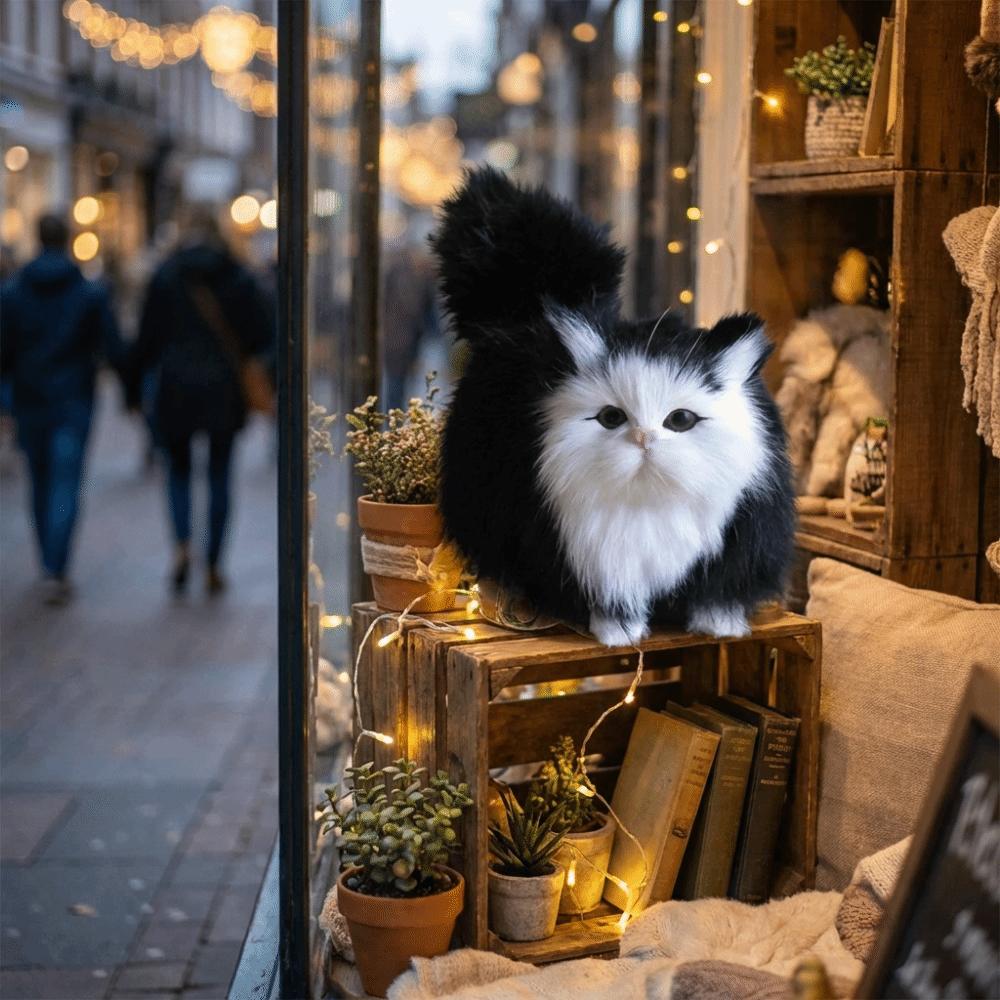 Fluffy Soft Kitten Plush Doll Toy Artificial Simulated Cat Realistic Mini Cat Plush Toy  Home Decor
