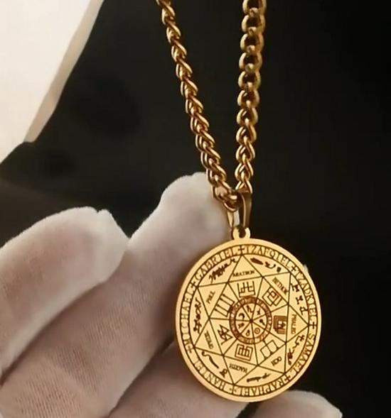 Collier pour homme en acier inoxydable avec pendentif cercle magique des sept archanges