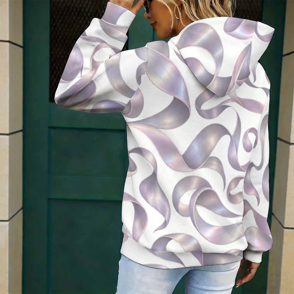 Women Plus Size Colorful Paint Splash Print Long Sleeve Drawstring Hoodie With Kangaroo Pocket