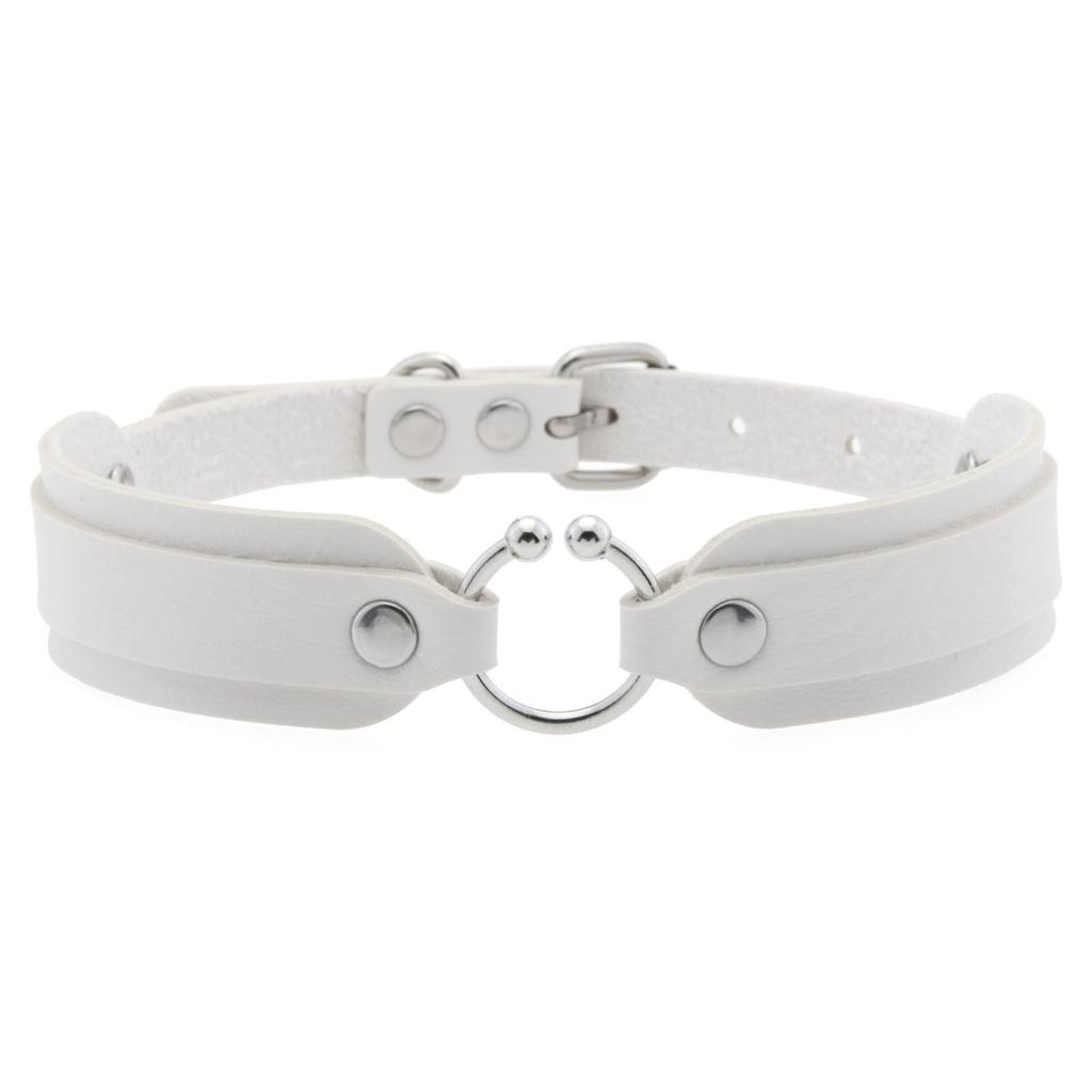 DIEZI Harajuku Gothic Cosplay PU Leather Choker Necklace For Women Men Punk Sexy Circle Pendant Torques Necklace Gift Jewelry
