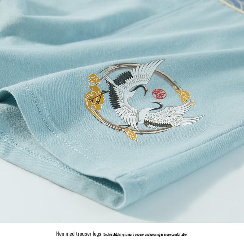 Hengyuanxiang Men's Guochao Style Plus Size Cotton Antibacterial Boxer Briefs