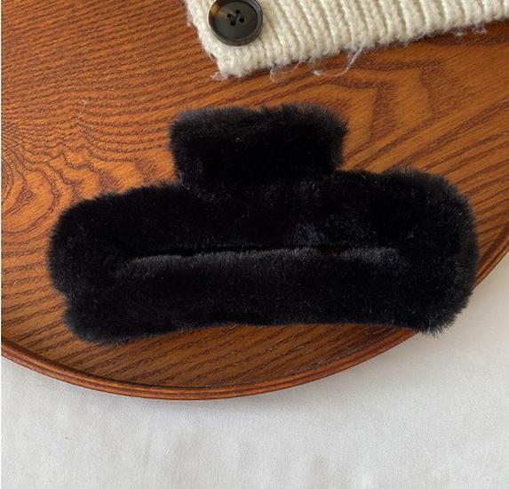 Colorful Large Plush Rectangular Claw Hair Clip for Women's Updo