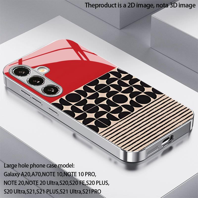 Geometric Pattern 2D Phone Case for Samsung S26 S25 S24 S23 S22 S21 S20 A56 A36 A16 - Electroplated Glass Protective Cover