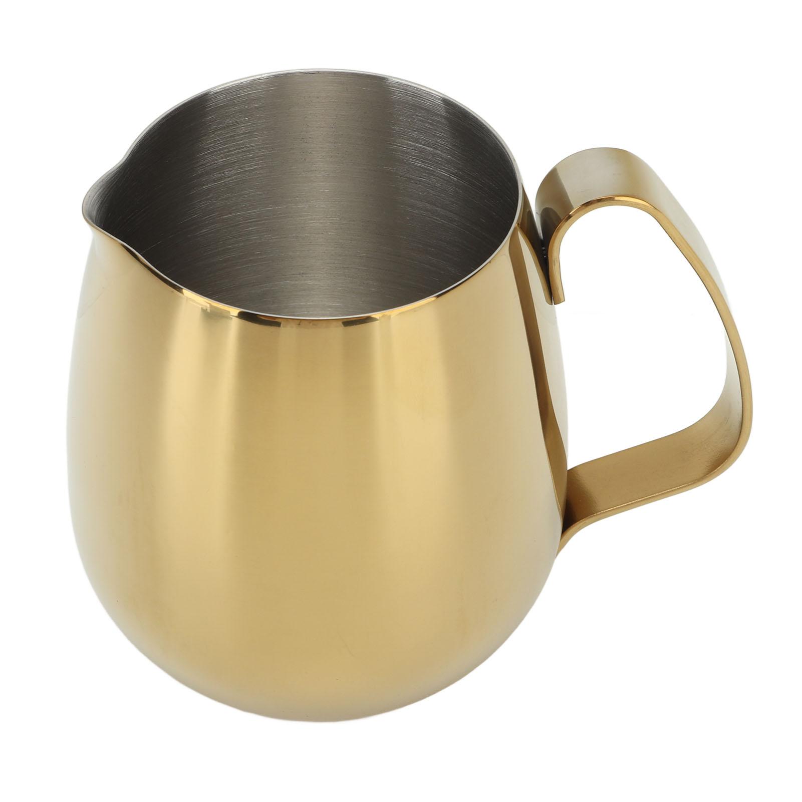Konnwei Golden Coffee Milk Cup Stainless Steel Milk Frothing Pitcher Cappuccino Latte Art Milk Jug Cup 350Ml