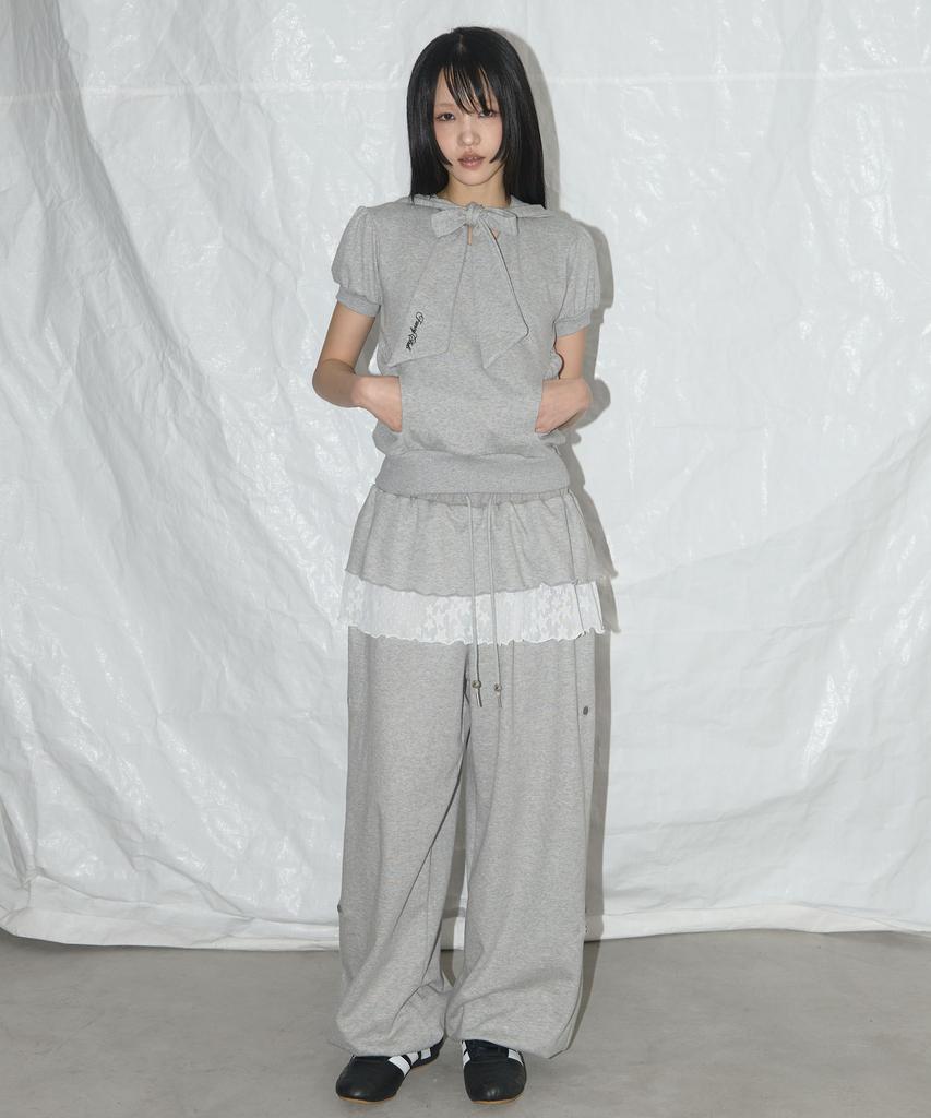 FANCY CLUB Puff Round Scarf Hoodie (Melange Gray)_F25Qb081