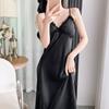 1011 New Ice Silk Suspender Nightdress Women's Spring and Autumn Dress Robe Two-piece Set Pure Desire Wind Sexy with Chest Pad Long
