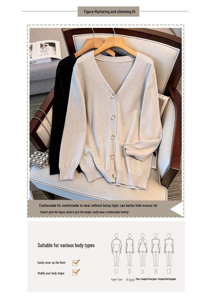 Plus Size Women's Loose Knit Cardigan Sweater, Bust 150-160 cm, Size 200-350 Jin.