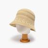 Damen Sommer Lochmuster Eimerhut Baumwollhut mit verstellbarem Riemen