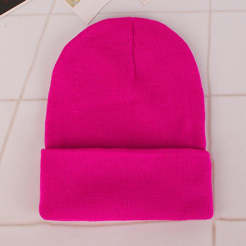 Unisex Fluorescent Acrylic Beanie – European and American Candy Color Knit Hat for Autumn and Winter