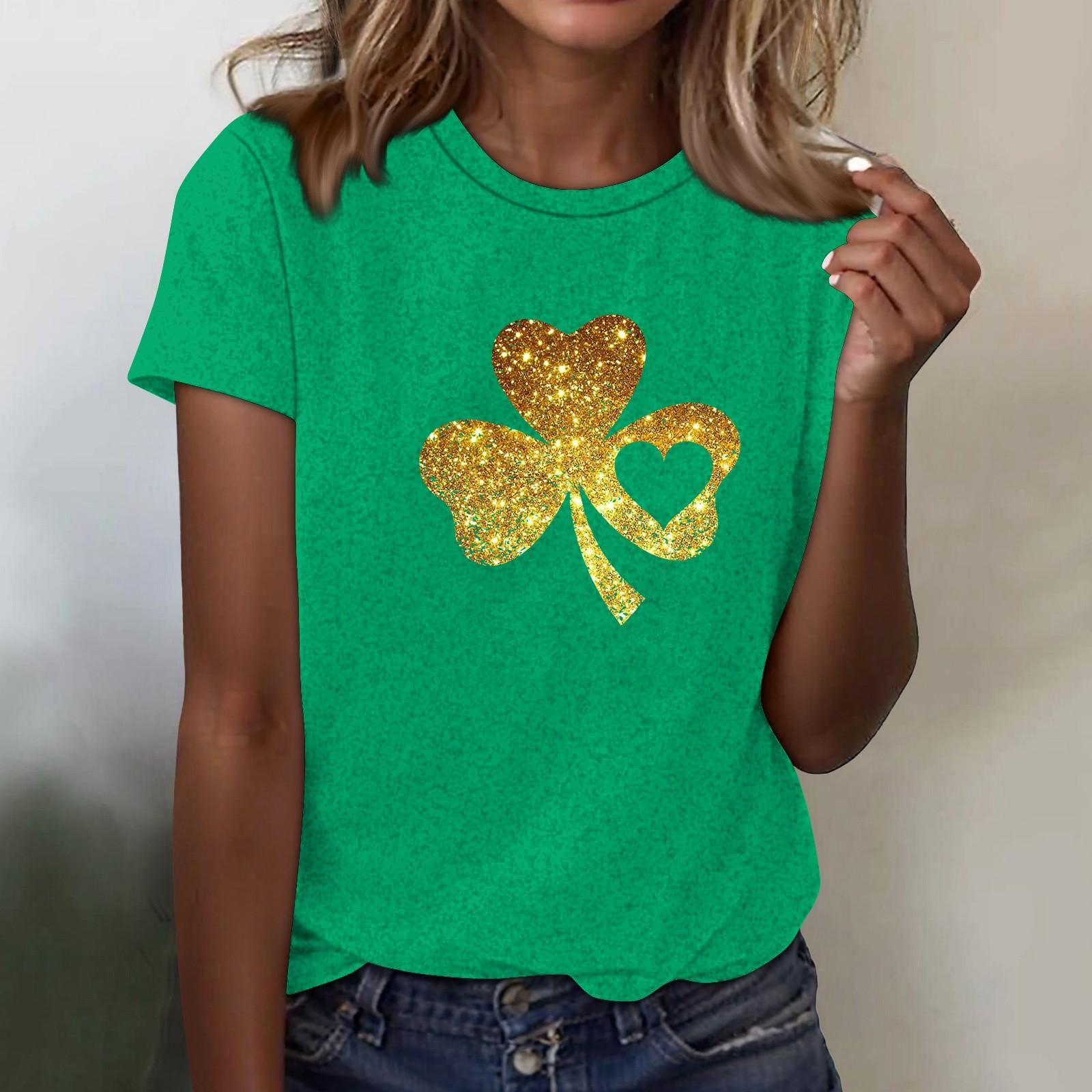 

Женская футболка свободного покроя, повседневная, St.. Пуловер с круглым вырезом и короткими рукавами с принтом ко Дню Святого Патрика M