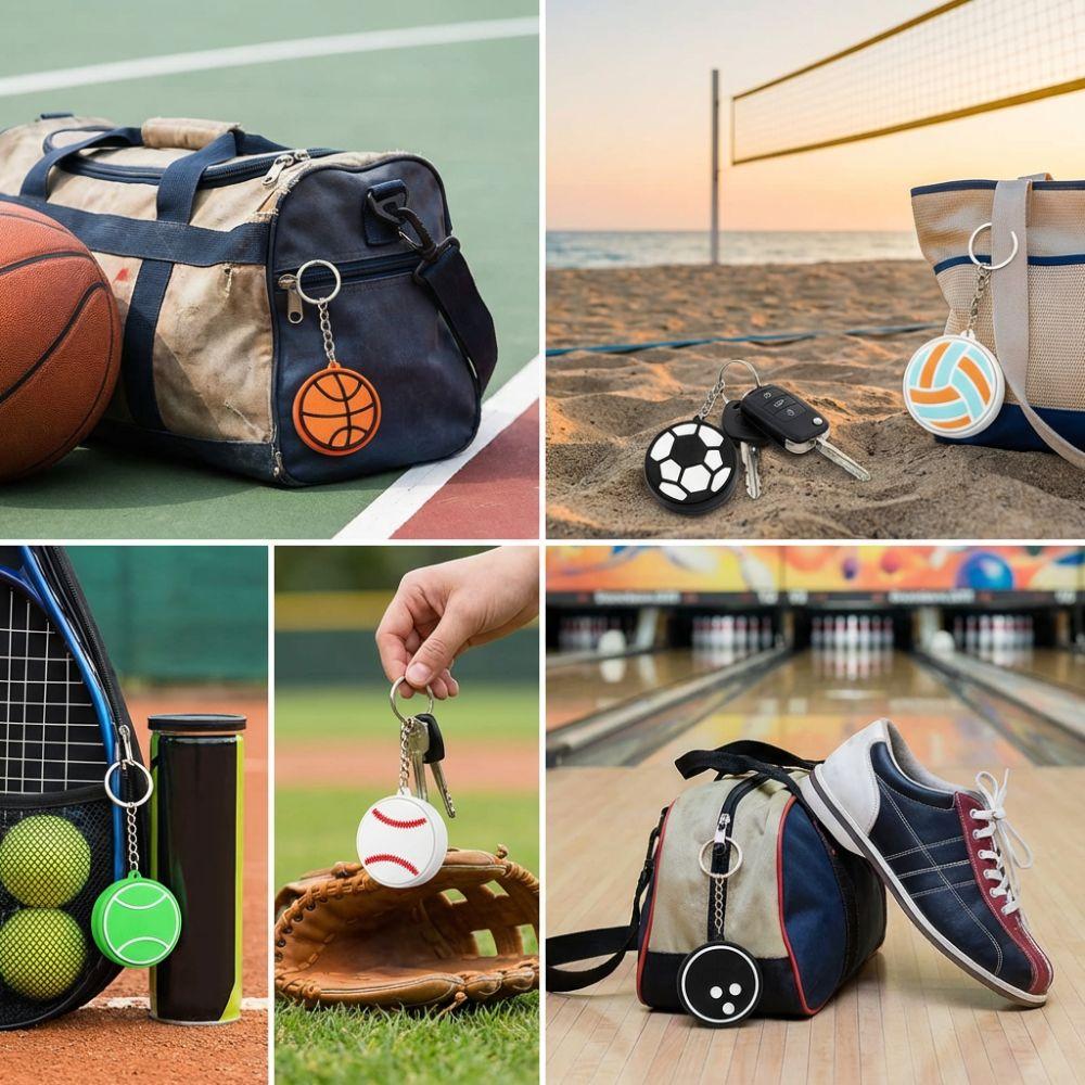 Sport Theme Button Balls Key Chain Cartoon Sensory Clicker Toys Backpack Pendant