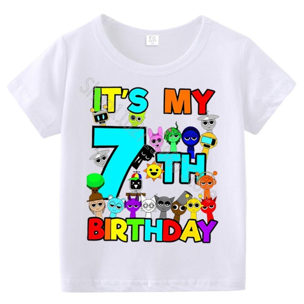 Summer Short Sleeves Sprunki Incredibox Print Children T-shirts Kids Clothes Boys Girls Tees Tops Birthday Party Gifts 110