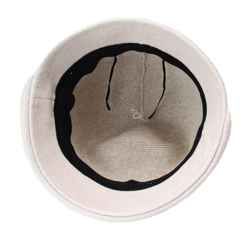 French bow knitted bucket hat women's autumn and winter retro basin hat short-brimmed top hat elegant and versatile small hat