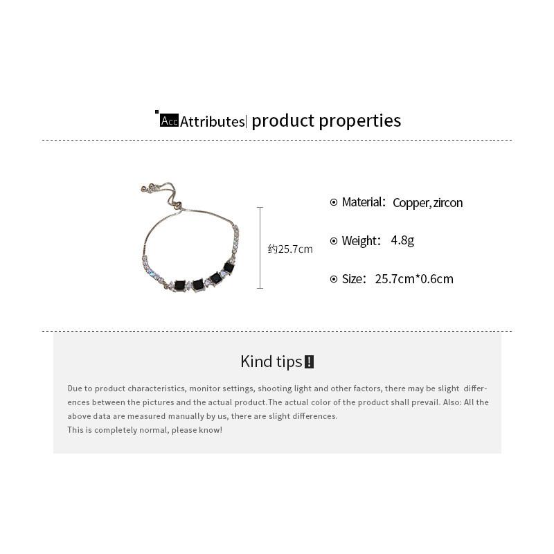 Geometric Zircon Square Adjustable Bracelet For Women With Elegant Jewelry Style