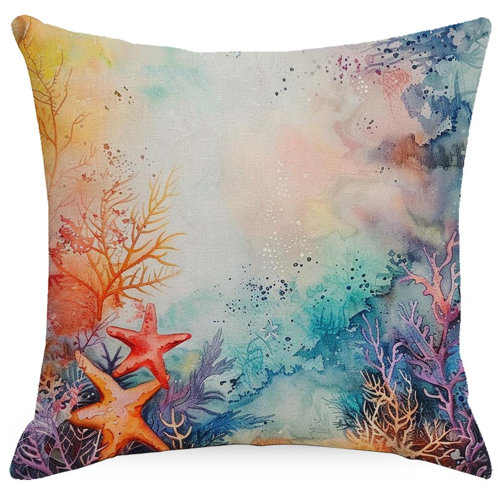 Colorful Marine Life Shell Pillowcase Summer Holiday Beach Hotel Decorative Cushion Cover
