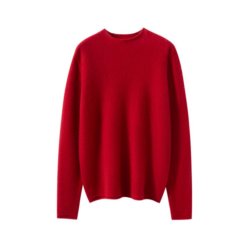 Maglione da Donna 100% Puro Cashmere a Collo Semi-Alto con Bordo Arrotolato - Nuovo Strato Base a Maglia Autunno/Inverno