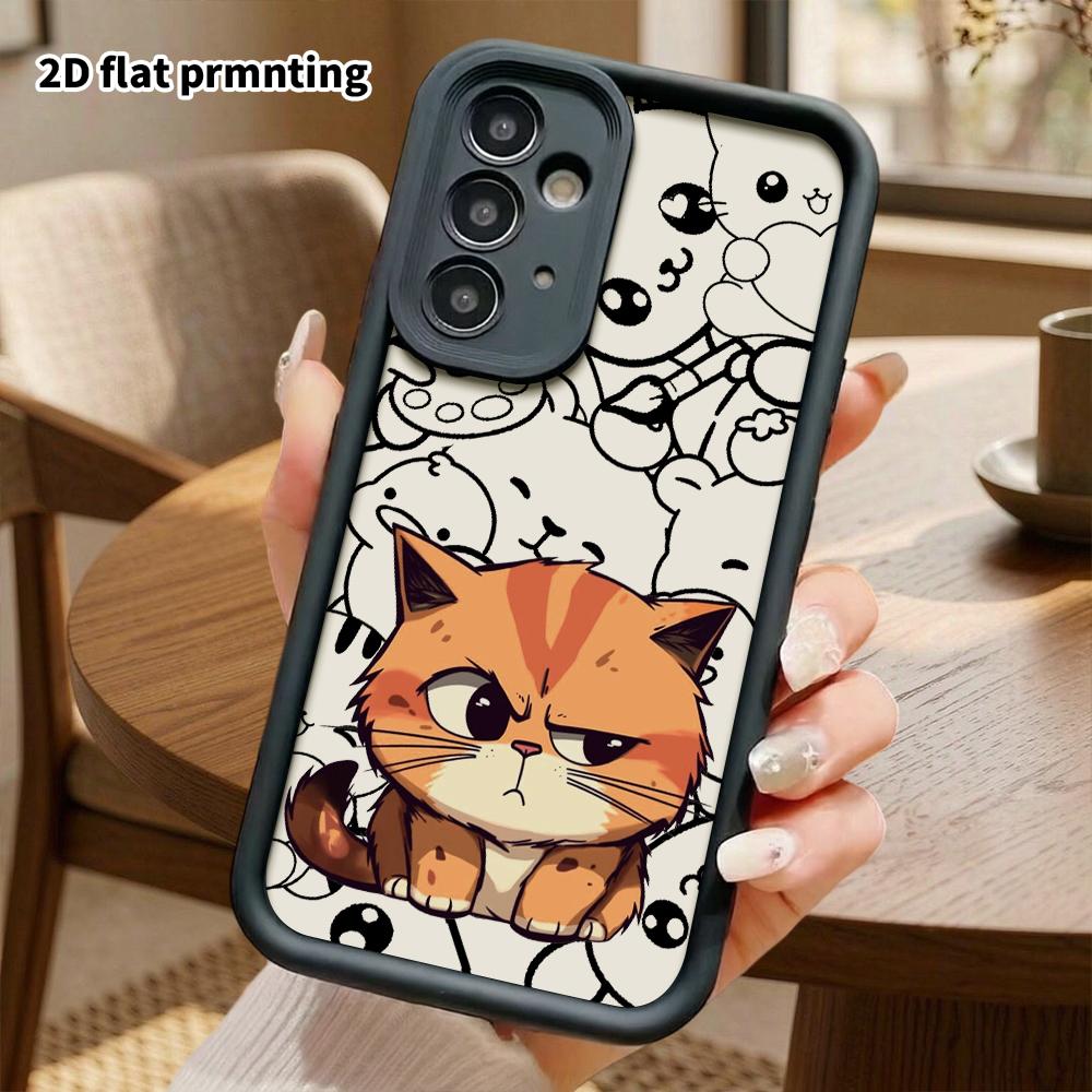 Phone Case: 2D flat, suitable for Samsung Galaxy A34 A35 M05 M06 S20 S22 S21 FE Plus 5G protective case, orange-spotted kitten, perfect holiday gift f