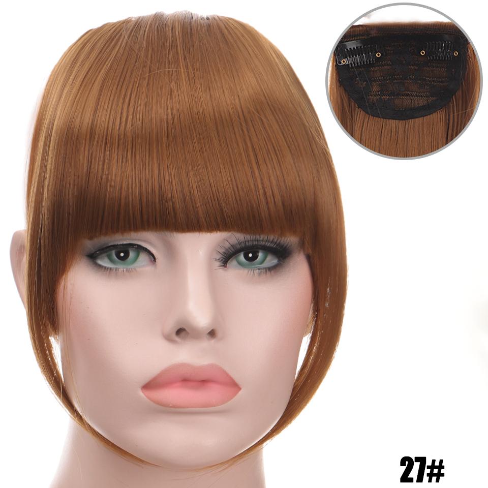 Nowe ładne dziewczyny do przedłużania włosów grzywka prosta peruka kawałek klip na klips z przodu włosy grzywka peruki syntetyczne niewidoczne grzywki czarny brązowy