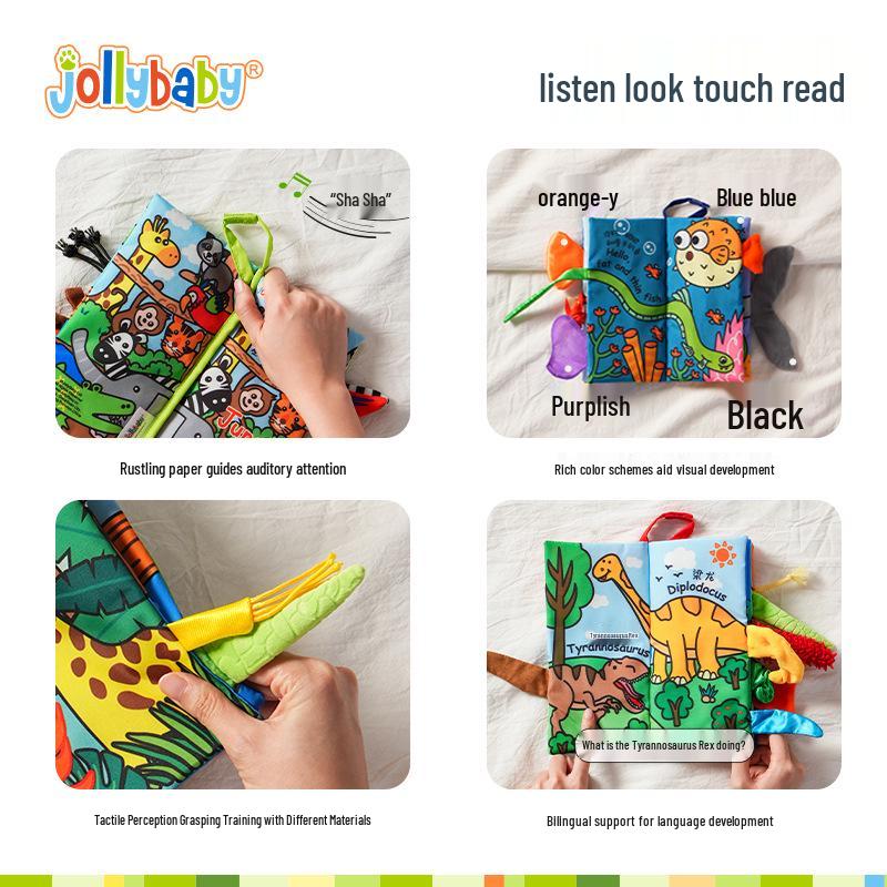 Jollybaby Animal Tail Peek-a-Boo Cloth Book - Baby Toy for Early Education (0-3 Years)