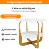 Round Dining Table (80×80×76cm), Coffee Table for 4 People, Small Plate in the Middle for Storage, Suitable for Dining Room, MDF Marble Tabletop
