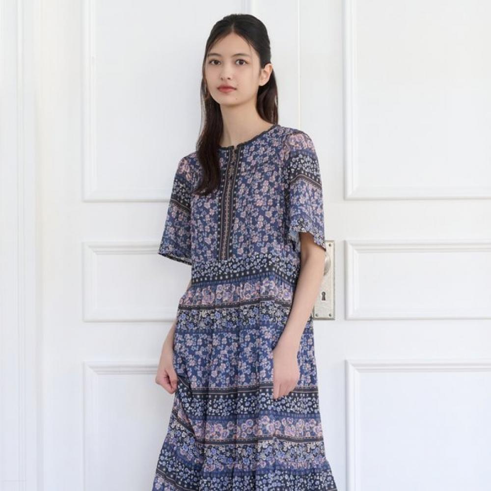 Thursday Island Women Flower Border Mix Long Dress T264mop291w