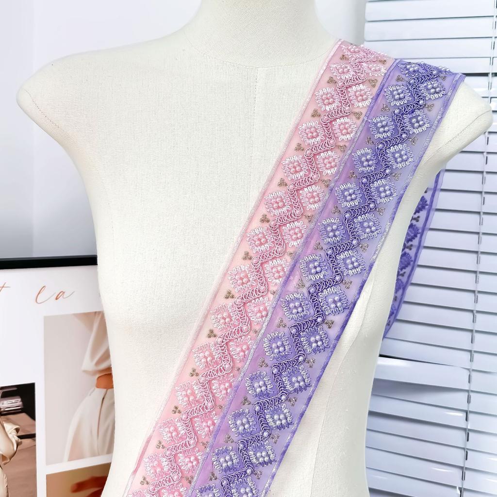 6Cm Heavy Industry Bead Embroidery Sequins Lace Barcode Hanfu Dress Skirt Clothing Lace Accessories