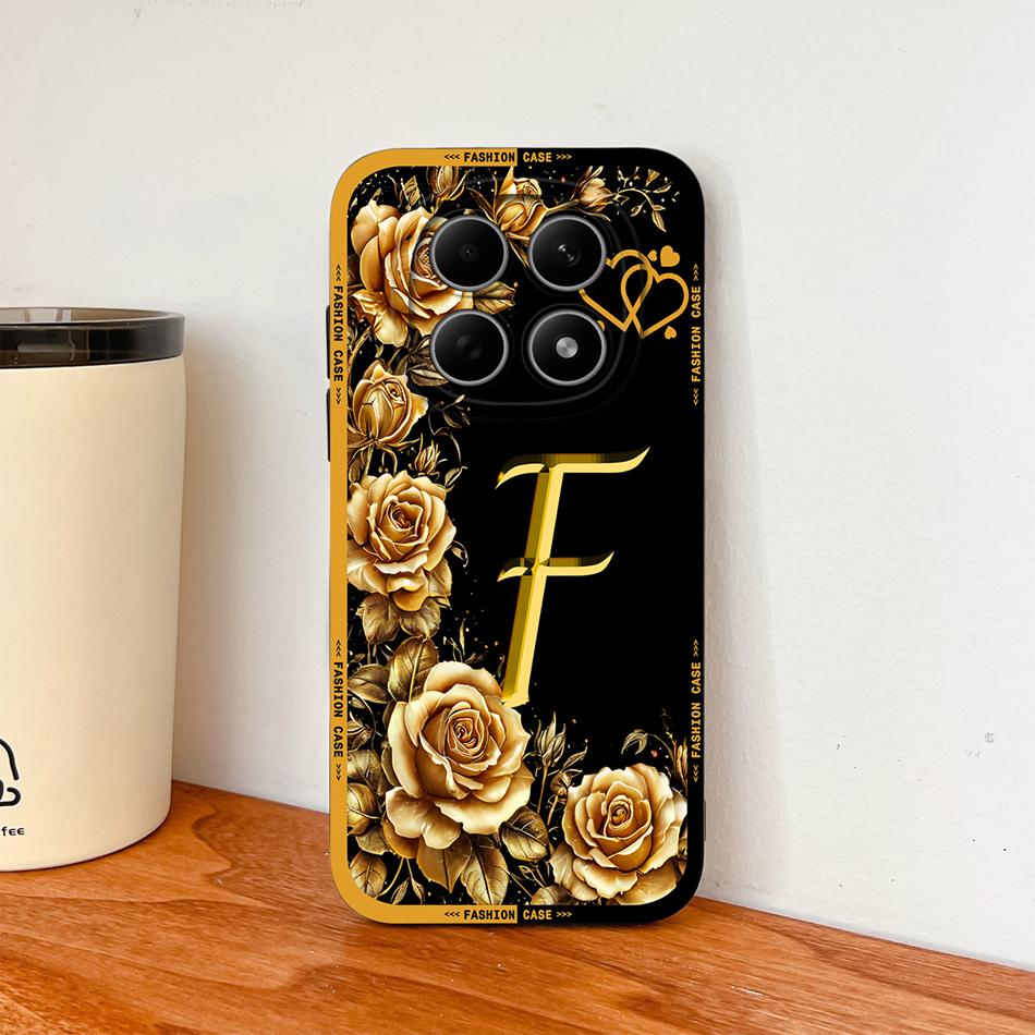Case For Poco M8 Pro / Poco M5 M5S Fashion Rose Letters Soft Liquid Silicone Phone Shell For Poco M 8 M 5 Lightweight Funda