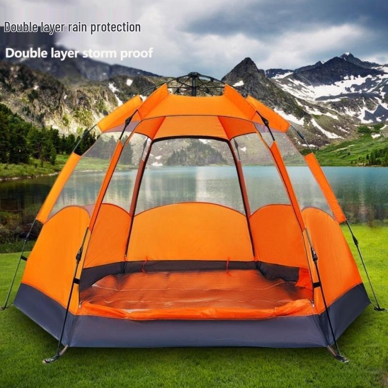 Quick Open Folding Double Layer Tent for 3-5 People - Perfect for Camping, Beach, or Park