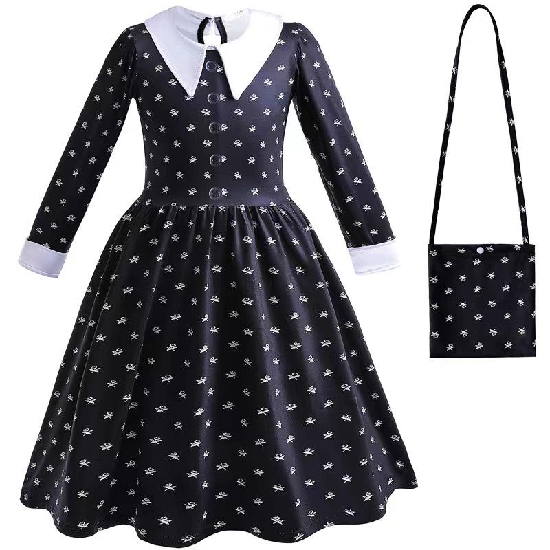 

Платье принцессы Уэнсдей из Семейки Аддамс для девочек, черное, для косплея 140