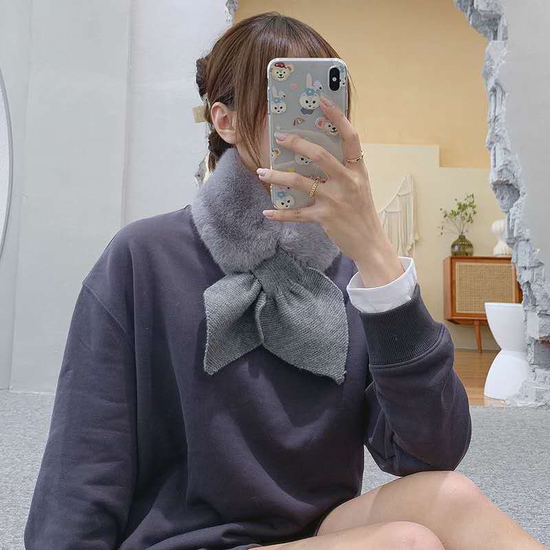 Fur Scarf Collar Cross-hair Korean Collar Super Cute Girl Imitation Hare Female Winter  Version