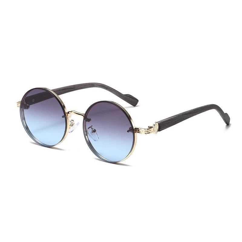 JYL Round Vintage Sunglasses Gradient Metal Rim UV400 Luxury Trendy / 32453