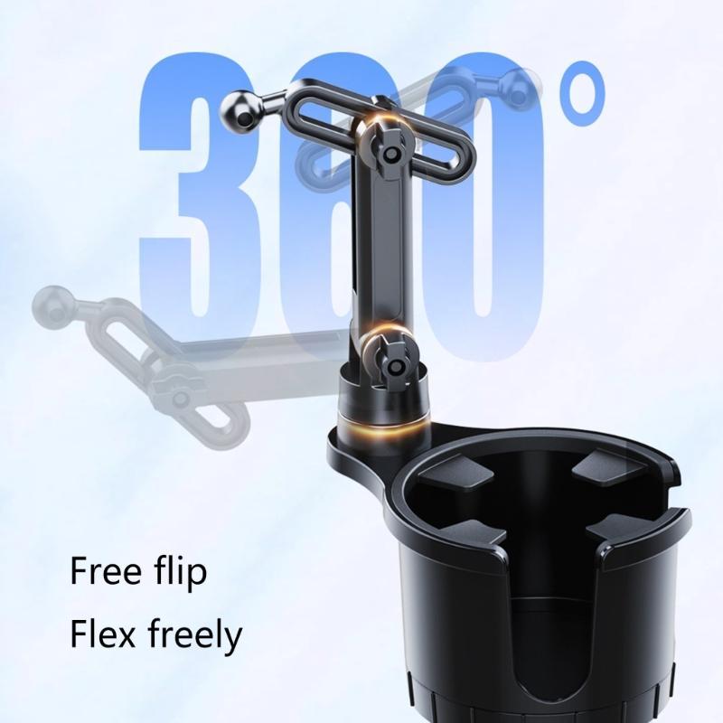 2 in 1 Car Cup Holder Expander Car Mobile Phone Holder Fit 5.4-7.2'' Phones Adjustable Cup Organizer Cup Holder Adapter