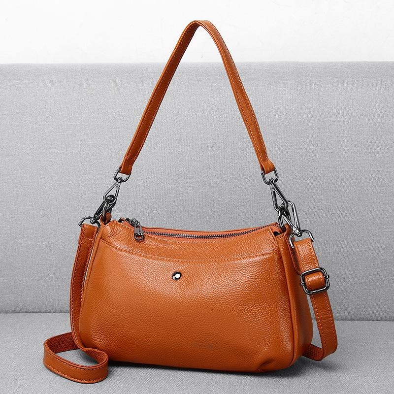 Crossbody-Tasche aus Vollnarbenleder für Damen - Geräumiger Organizer für Mütter mit mehr Taschen, Schicke & Praktische Umhängetasche