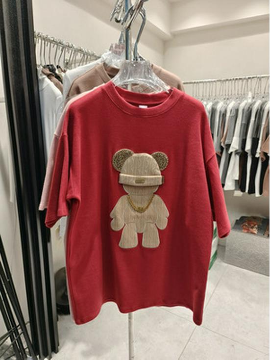 

Женская футболка с коротким рукавом свободного кроя с мультяшным принтом на лето 2023 года L